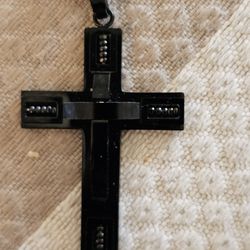 Yeidid Neckace and Cross Stainles Steel black New 