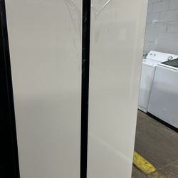 White Glass Side side Refrigerator 