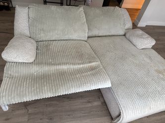 Light Gray Corduroy Fabric Reclining Loveseat