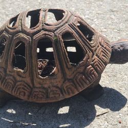 Nice Vintage Metal Garden Turtle Candle Holder