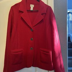 Chico’s Red Boiled Wool Blazer Jacket Size 3 (x-large) Womens