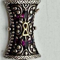 FREE SHIPPING! Barbara Bixby Garnet Cultured Pearl 925 & 18k Gold Enhancer Pendant Lot#151