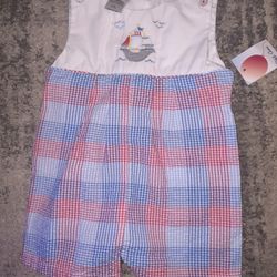 Petit Ami Pirate Ship Embroidered Sun Suit