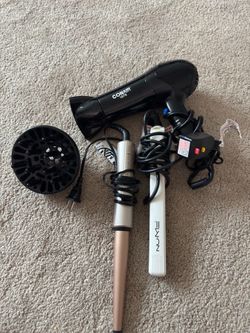Hair Styling Tool Set – Conair Hair Dryer + Curling Wand + Flat Iron + Diffuser