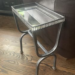 Classy Iron Side Table Stand With Mirrored Top