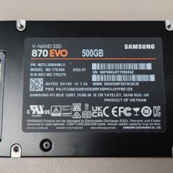 Samsung 870 EVO 500GB 2.5" SSD - 100% Health