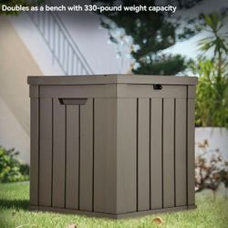 Deck Box, 51 Gallon Weatherproof Outdoor Storage Container for Patio Cushions, Pool Supplies, Garden Tools, Lockable Lid and Side Handles, Light Brown