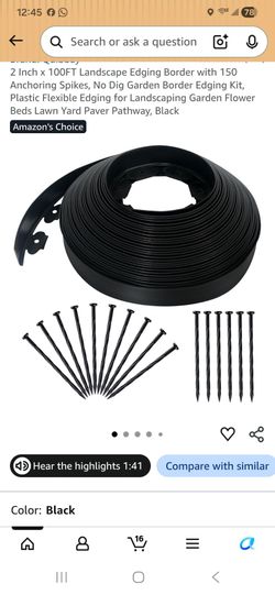 2 Inch x 100FT Landscape Edging Border with 1 50 Anchoring Spikes, No Dig Garden Border Edging Kit, Plastic Flexible Edging for Landscaping Garden Flo