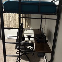 Twin Bed For Sale 170$ Biult With Table And Led Light