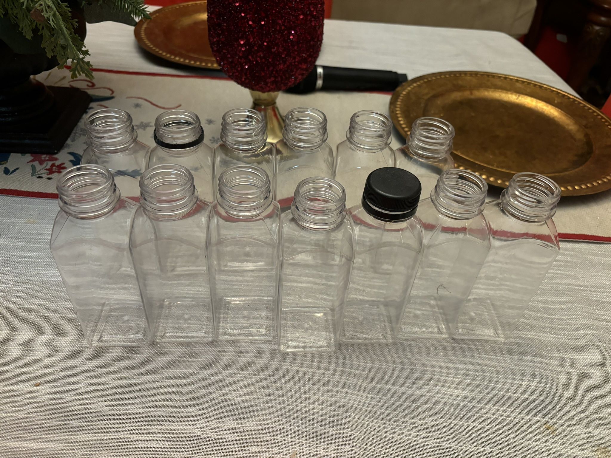 Set of 13 Clear Plastic Bottles no caps