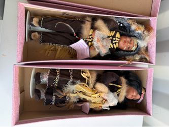 3 Goldenvale Collection Dolls Native American doll Bess, Latoya and Porcelain Sleeping Doll Native American Dreamcatcher