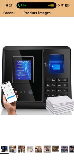 App Control, 5s Fast Connection, Fix Records, Custom Overtime, Lunch & Break Rules, 4 Payroll Reports, No Monthly Fee, 10 IC Cards Included, Fingerpri