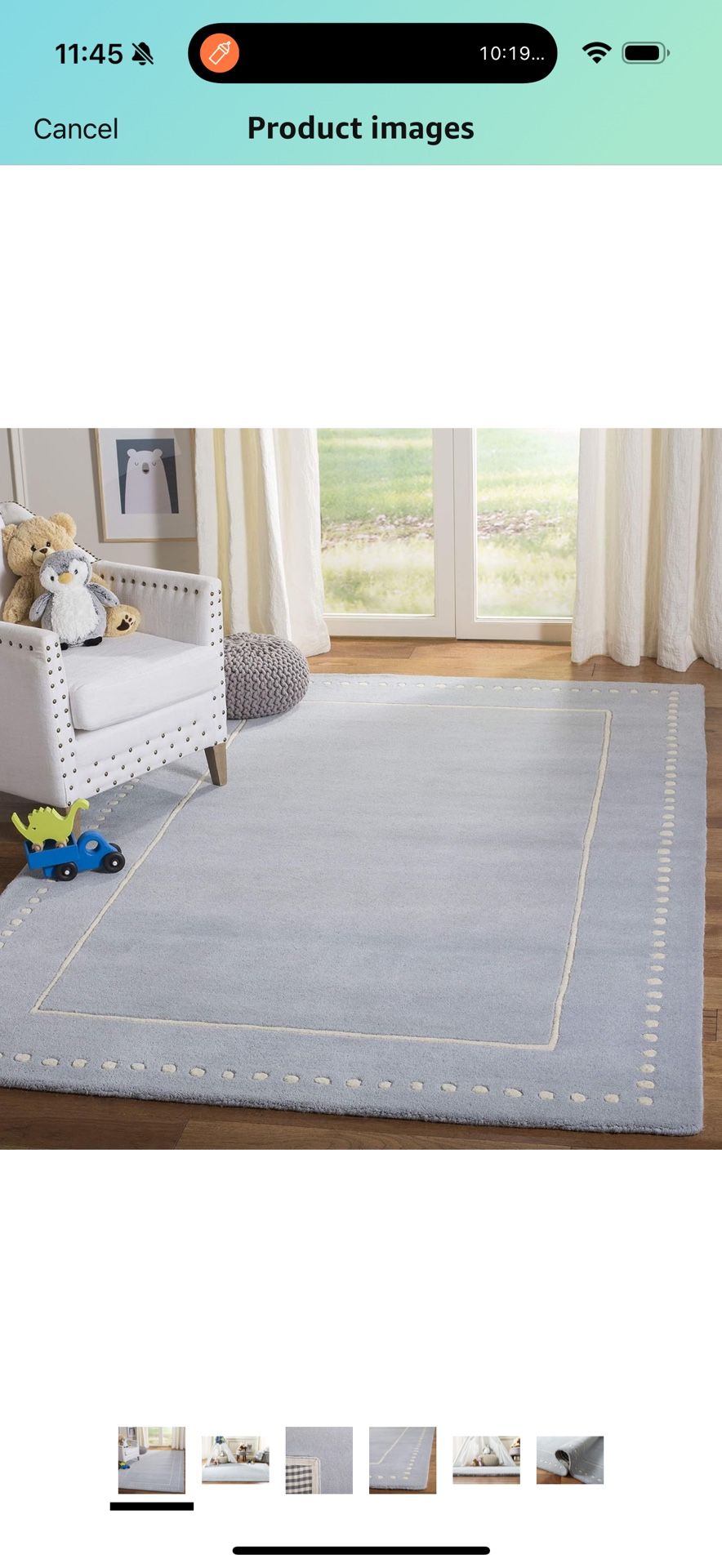 Baby blue wool rug