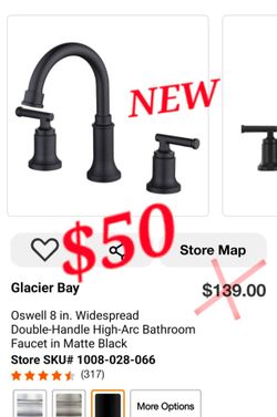 Glacier Bay Oswell 8" Widespread Bathroom Faucet – Matte Black