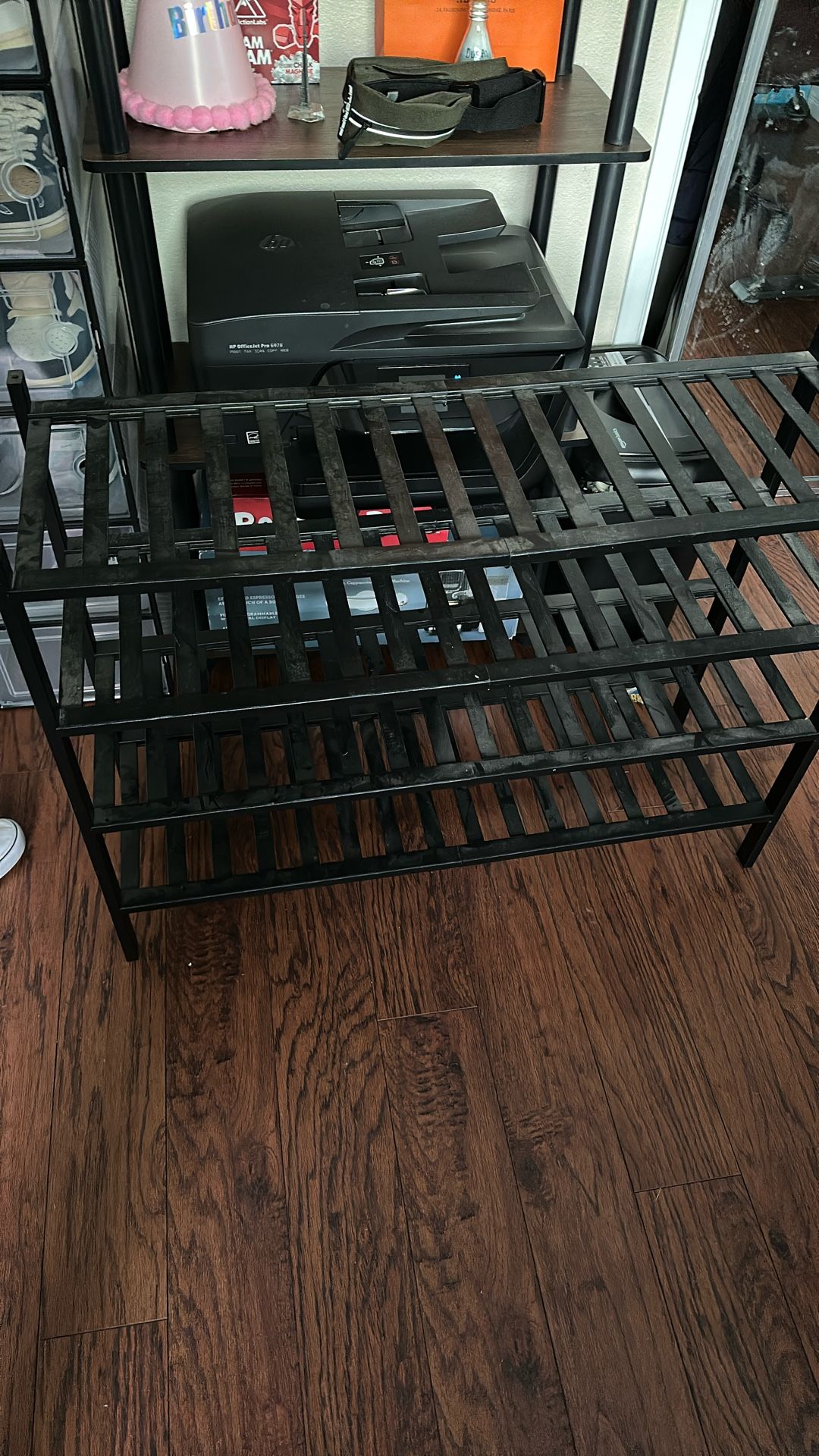 Bamboo 4-Tier Black Shoe Rack