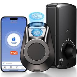 SEPOX® Smart Deadbolt Door Lock, 5-in-1 Keyless Entry (Fingerprint, Bluetooth, WiFi, Tuya APP, Key) Auto Lock/Unlock, Front Gate & Bedroom Compitable,