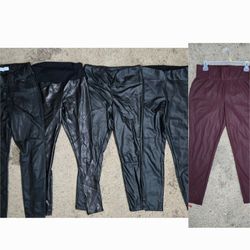 Women's Medium Faux Leather Pants Black Burgundy - Checkout my page for more