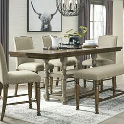 Lettner Gray-Brown Counter Height Set

