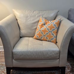 Off White Faux Leather Chair