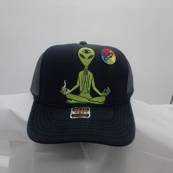 "Green Alien" SnapBack Foam Trucker Hat With Mesh Back 