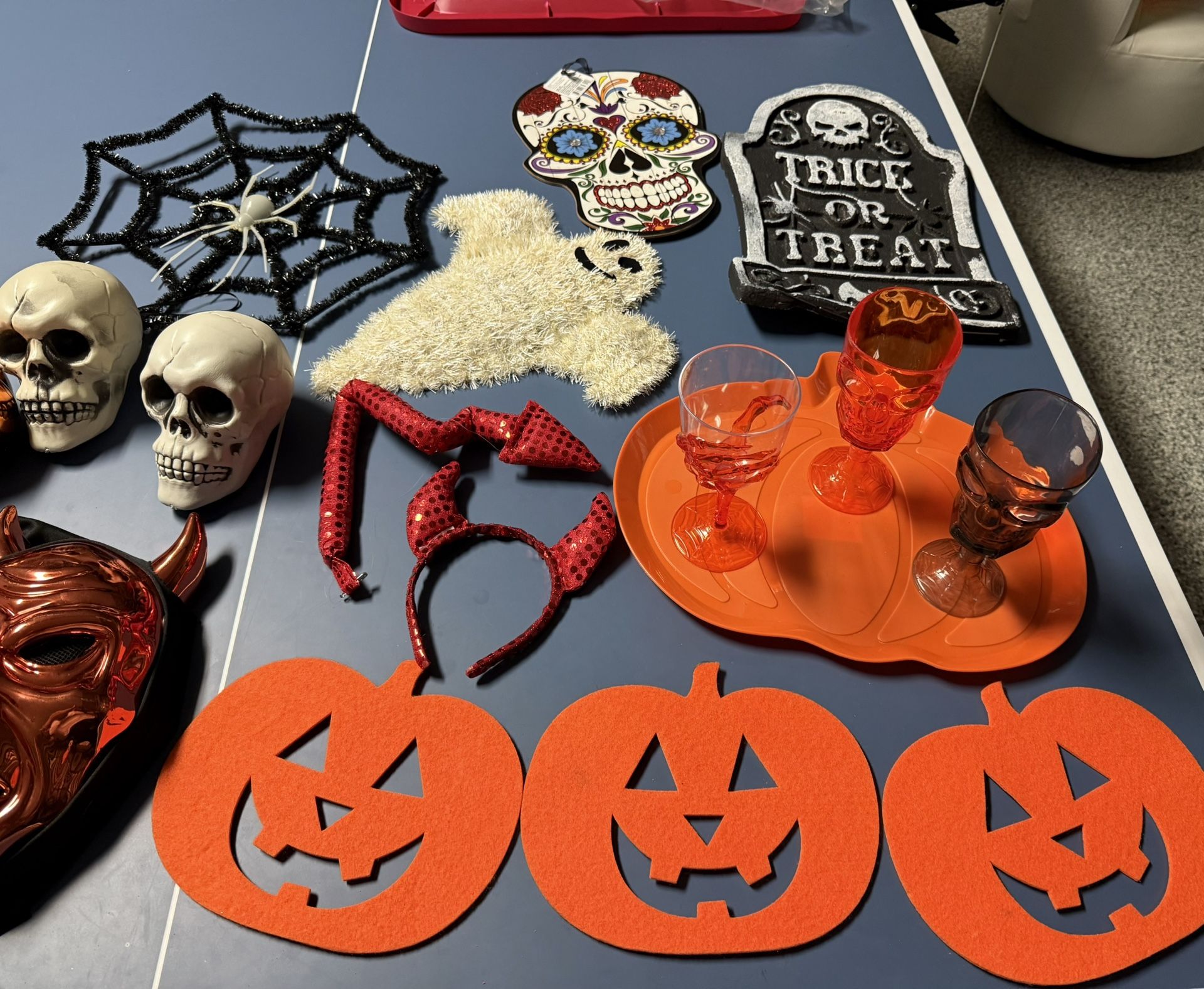Large Lot Of Halloween Items Decorations. Pumpkins. Masks. Ask a few dollars a piece. Great deal for multiple items. Just ask. You won't be disappoint