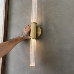 2-Pack Gold Crystal Wall Sconce Lights