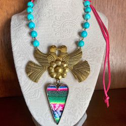 Vintage Chakra Rainbow Pride Doves & Heart Retro Antique Finish Adjustable Necklace with Gift Box