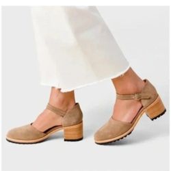 Women's Patina leather suede block heels