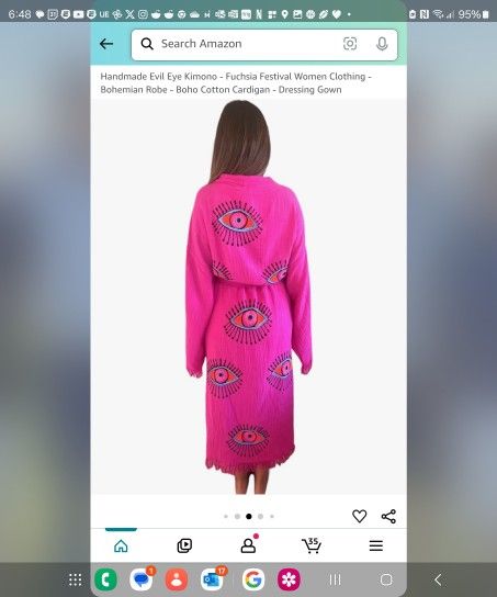 Bodho Robe Handmade Evil Eye Kimono Bohemian Cotton Cardigan