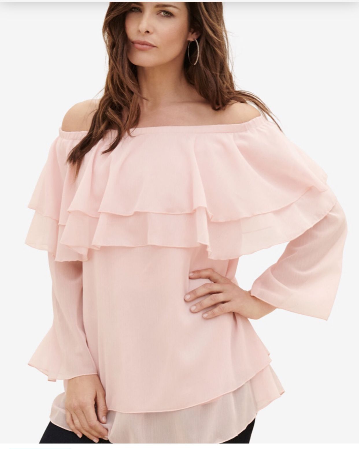 NWOT BEAUTIFUL BLUSH OFF THE SHOULDER TUNIC BY ROAMAN’S. SIZE 22W.