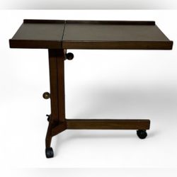Vintage Mid Century Rolling Overbed Wooden Tray Table