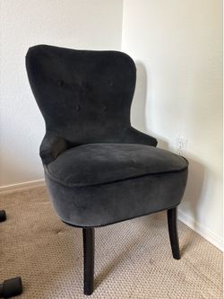 IKEA REMSTA Velvet Armchair - Dark Gray / Black