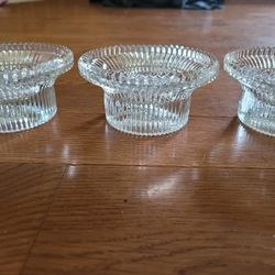 Three Matching Double Sided Glass Candle Holders