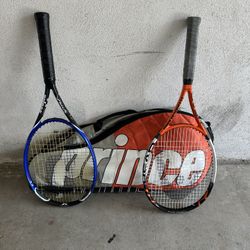 Head And Prince Titanium Tennis Rackets With Carrying Bag