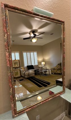 Beautiful - Floral Motif Beveled Wall Mirror ( 46in X 36in )