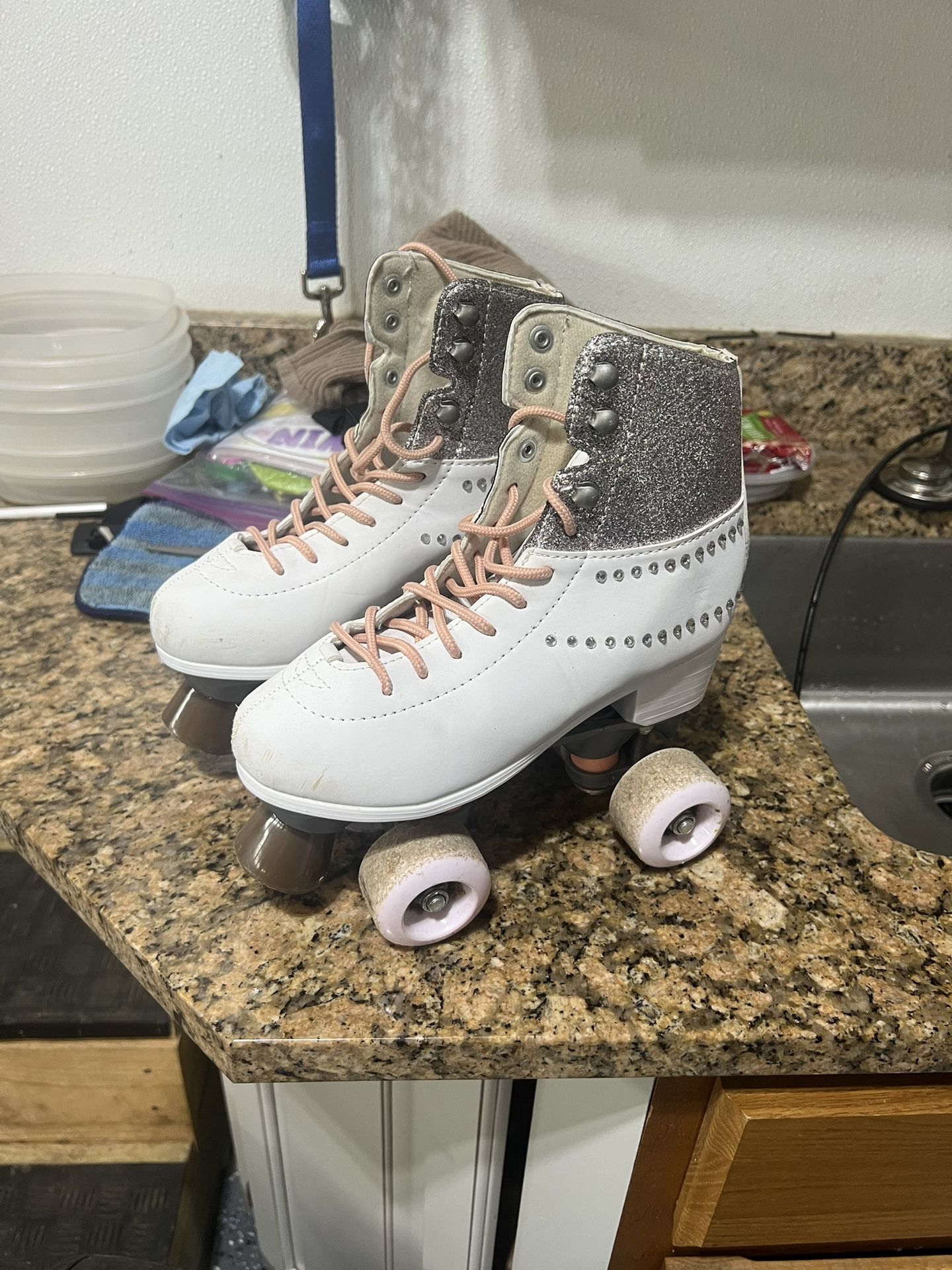 Roller Skates for Girls Size 3 Diamond Sparkle White for Kids