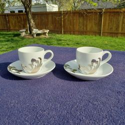 Macy's Cellar Set of 2 Espresso Cups & Saucers 