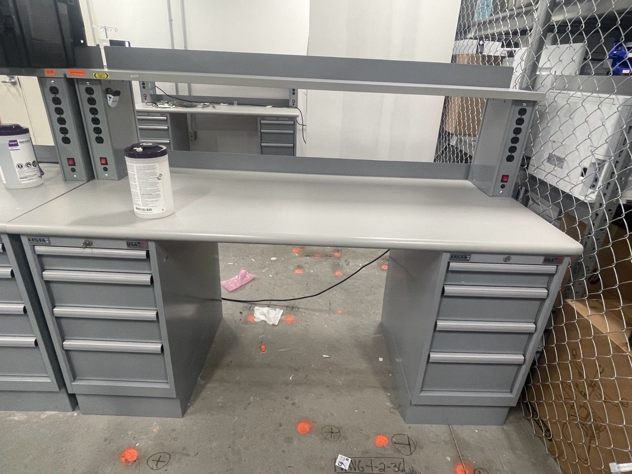 Screen Shalf Lista Industrial Workbench with Drawers and Riser Shelf for Sale in ...