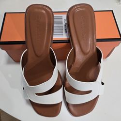 Stratuxx Kaze Women’s Flat Sandals Flat Slide Sandals White - Size 9