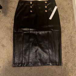 Leather Mid Skirt 