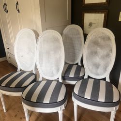 6 Professionally Refurbished Caned back MCM Dining Side Chairs