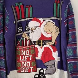 Buff Santa Christmas Ugly Sweater XL 