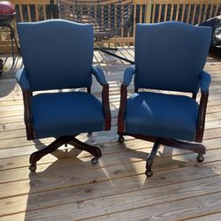 Set Of 2 PAOLI Navy Blue Upholstered Conference Chairs