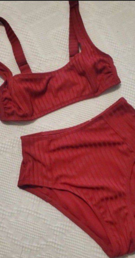 New Red Women's Bathing Suit  - Size Small Top/  X Small Bottom