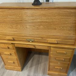 Solid Oak Roll Top Desk