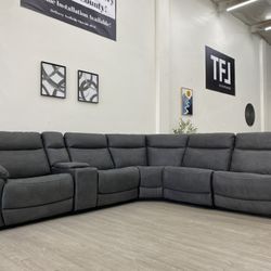 Zakary 6-piece Fabric Power Reclining Sectional L With Power Headrests