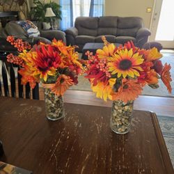 Fall famed flowers inside a vase