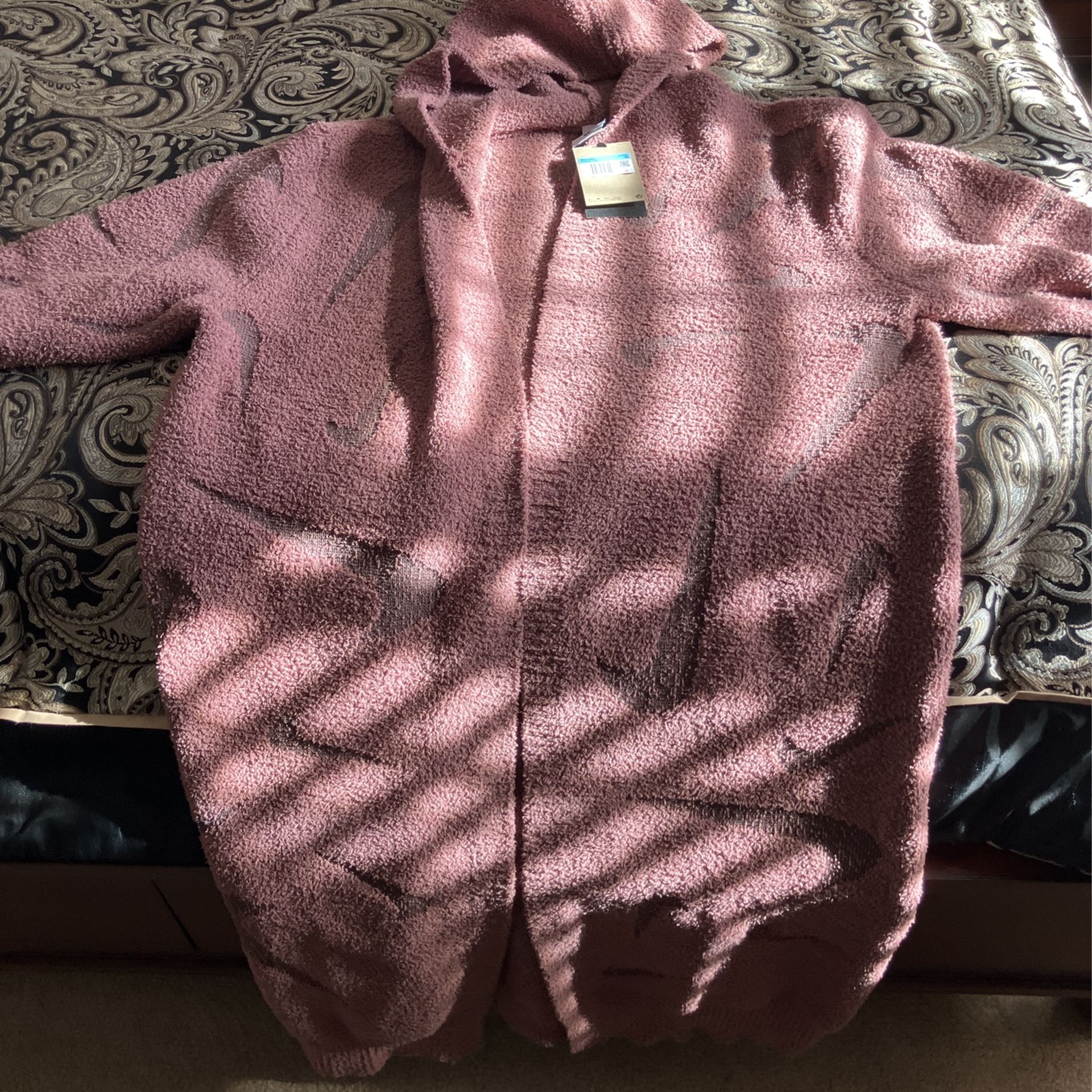 Ladies, Nike mauve colored hooded, long length sweater, cardigan, size medium