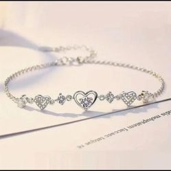 Women’s Bracelet Made Of S925 Sterling Silver In Heart Shape, With Zirconia 