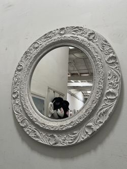 Circle Oval Room Mirror Decor White Texture 